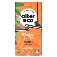 Alter Eco, Truffle Thins, Organic Dark Chocolate Bar, Orange Crème, 2.96 oz (84 g)