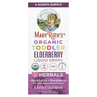 MaryRuth&#x27;s, Organic Toddler Elderberry Liquid Drops, Blueberry + Raspberry, 1 fl oz (30 ml)