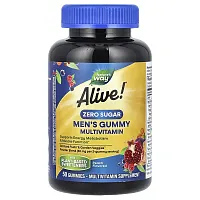 Nature&#x27;s Way, Alive! Men&#x27;s Gummy Multivitamin, Zero Sugar, Peach, 50 Gummies