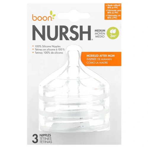 Boon, Nursh, Silicon Nipples, Medium, 3 Months+, 3 Nipples