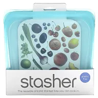 Stasher, Reusable Silicone Food Bag, Sandwich Size, Aqua, 15 fl oz (450 ml)