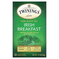 Twinings, Pure Black Tea, ирландский завтрак, 20 чайных пакетиков, 40 г (1,41 унции)