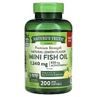 Nature&#x27;s Truth, Mini Fish Oil, Premium Strength, Natural Lemon, 1,340 mg , 200 Mini Softgels (670 mg per Softgel)