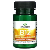 Swanson, B12, Methylcobalamin, Brain and Nervous System, 5,000 mcg, 60 Tablets