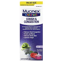 Mucinex, Children&#x27;s, Cough &amp; Congestion, Ages 4+ Yrs, Very Berry, 6.8 fl oz (201 ml)