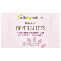 Mild By Nature, Dryer Sheets, Geranium, 120 Sheets