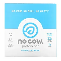 No Cow, Protein Bar, Cookies n Cream, 12 Bars, 2.12 oz (60 g)