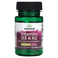 Swanson, Vitamins D3 &amp; K2, 60 Veggie Caps