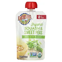 Earth&#x27;s Best, Organic Veggie Puree, 6+ Months, Squash &amp; Sweet Peas, 3.5 oz (99 g)