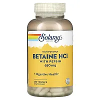 Solaray, High Potency Betaine HCl with Pepsin, 650 mg, 250 VegCaps