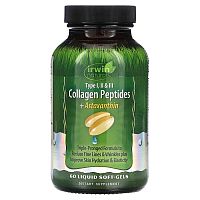 Irwin Naturals, Collagen Peptides + Astaxanthin, Type I, II &amp; III, 60 Liquid Soft-Gels