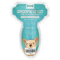 Ruff &#x27;N Ruffus, Grooming Kit for Cats and Dogs, Gel Rake &amp; Nail Clipper, Aqua, 1 Gel Rake 1 Nail Clipper