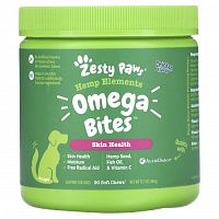 Zesty Paws, Hemp Elements, Omega Bites, для собак, для всех возрастов, с курицей, 90 жевательных таблеток