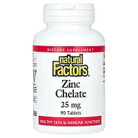 Natural Factors, Zinc Chelate, 25 mg, 90 Tablets