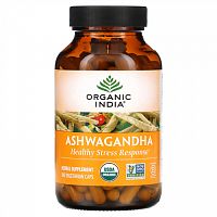 Organic India, ашваганда, 180 вегетарианских капсул