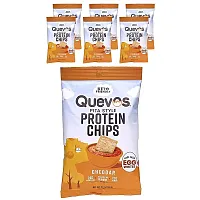 Quevos, Pita Style Protein Chips, Cheddar, 6 Family Pack Bags, 3.2 oz (90 g) Each