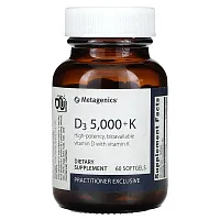 Metagenics, D3 5,000 + K, 60 Softgels