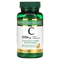 Nature&#x27;s Bounty, Vitamin C with Rose Hips, 1,000 mg, 100 Coated Caplets