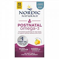 Nordic Naturals, омега-3 для приема после родов, лимон, 1120 мг, 60 капсул