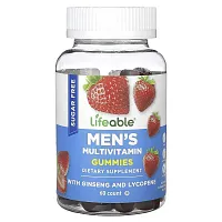 Lifeable, Men&#x27;s Multivitamin Gummies, Sugar Free, Natural Strawberry, 60 Gummies