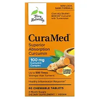 Terry Naturally, CuraMed, Superior Absorption Curcumin, 100 mg, 60 Chewable Tablets