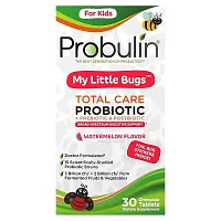 Probulin, For Kids, My Little Bugs, Total Care Probiotic + Prebiotic &amp; Postbiotic, Watermelon, 30 Chewable Tablets