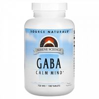 Source Naturals, GABA Calm Mind, ГАМК, 750 мг, 180 таблеток