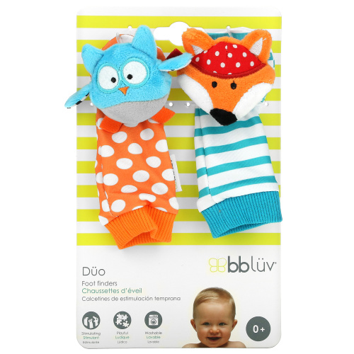 Bbluv, Duo, Foot Finders, от 0 месяцев, 2 штуки