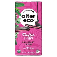 Alter Eco, Truffle Thins, Organic Dark Chocolate Bar, Raspberry Crème, 2.96 oz (84 g)