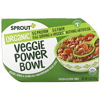 Sprout Organic, Veggie Power Bowl, от 12 месяцев и старше, овощи, фасоль и киноа в средиземноморском вегетарианском соусе, 142 г (5 унций)