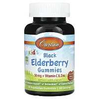 Carlson, Kid&#x27;s Black Elderberry Gummies, Natural Berry, 50 mg, 60 Vegetarian Gummies