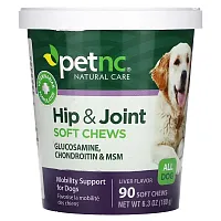 petnc NATURAL CARE, Hip &amp; Joint, All Dog, Liver, 90 Soft Chews, 6.3 oz (180 g)