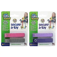 Baby Buddy, Secure-A-Toy, 4+ Months, Purple/Lilac &amp; Pink/Gray, 4 Straps