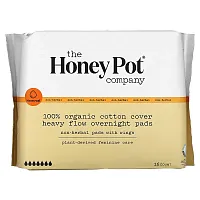 The Honey Pot Company, 100% Organic Cotton Cover Heavy Flow Overnight Pads, 16 Count