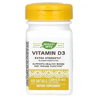 Nature&#x27;s Way, Vitamin D3, Extra Strength, 50 mcg (2,000 IU), 120 Softgels