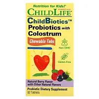 ChildLife Essentials, ChildBiotics, Probiotics with Colostrum, Natural Berry, 92 Tablets