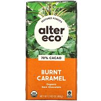 Alter Eco, органический черный шоколад, жженая карамель, 70% какао, 80 г (2,82 унции)