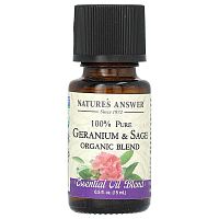 Nature&#x27;s Answer, 100% Pure Organic Essential Oil Blend, Geranium &amp; Sage, 0.5 fl oz (15 ml)