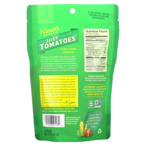 Karen's Naturals, Just Tomatoes, Premium, 2 унции (56 г) фото 2