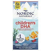 Nordic Naturals, Children&#x27;s DHA, Ages 3-6, Strawberry, 180 Mini Chewable Soft Gels