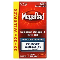 Schiff, MegaRed, Superior Omega-3 Krill Oil, Ultra Strength, 1,000 mg, 60 Softgels