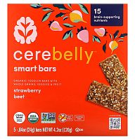 Cerebelly, Smart Bars, Organic Toddler Bars, Strawberry Beet, 5 Bars, 0.84 oz (24 g) Each