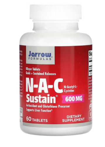 Jarrow Formulas, Vegan NAC Sustain, 600 мг, 60 таблеток