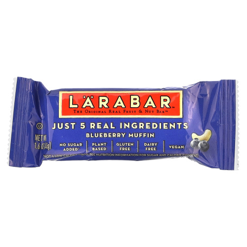 Larabar, The Original Real Fruit & Nut Bar, черничный кекс, 6 батончиков по 45 г (1,6 унции) фото 3