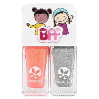 SuncoatGirl, Buddies Nail Polish Duo Set, Silver and Coral Glitter, 2 Piece Set