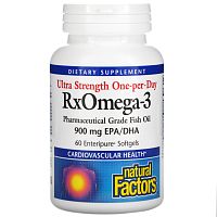 Natural Factors, RxOmega-3, омега-3 повышенной силы действия, 2150 мг, 60 капсул (1075 мг в 1 капсуле)