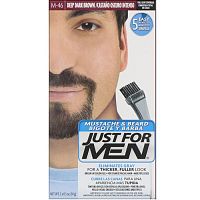 Just for Men, Гель для окрашивания усов и бороды, кисточка в комплекте, глубокий темно-коричневый M-46, 2 шт. по 14 г