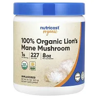 Nutricost, 100% Organic Lion&#x27;s Mane Mushroom, Unflavored , 8.1 oz (227 g)