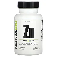 NutraBio, Zn, Zinc, 30 mg, 120  Capsules