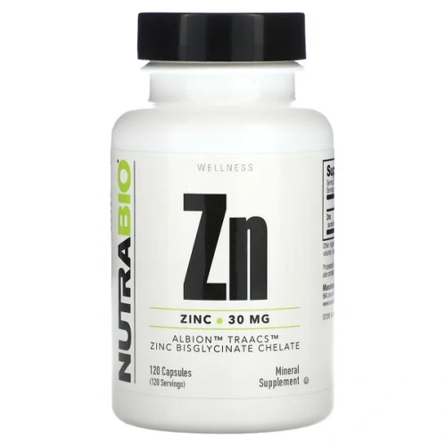 NutraBio, Zn, Zinc, 30 mg, 120  Capsules